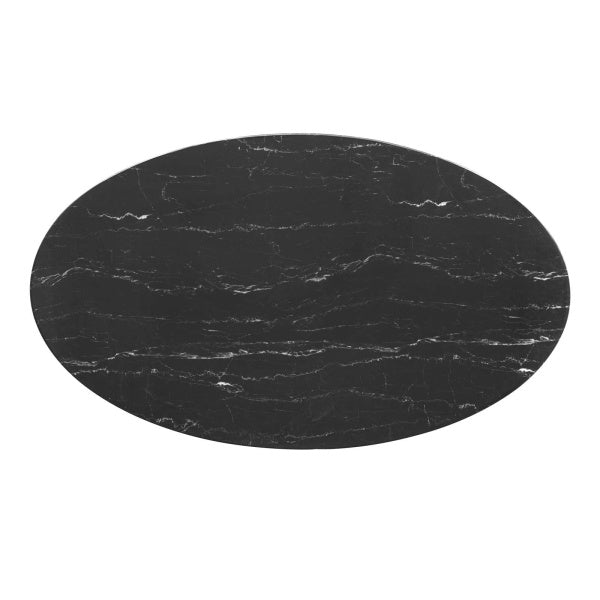 Lippa 54" Artificial Marble Oval Dining Table Black Black By Modway