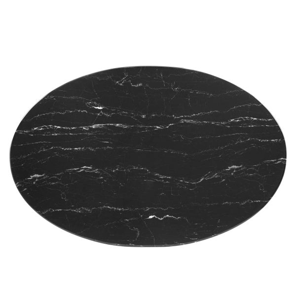 Lippa 42" Oval Artificial Marble Coffee Table Black Black By Modway