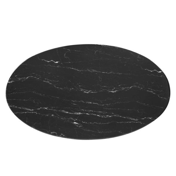 Lippa 48" Oval Artificial Marble Coffee Table Black Black By Modway
