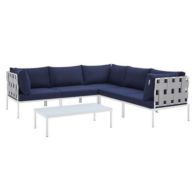 Harmony 6-Piece Sunbrella Outdoor Patio Aluminum Sectional Sofa Set | Polyester by Modway