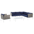 Harmony 7-Piece Sunbrella Basket Weave Outdoor Patio Aluminum Sectional Sofa Set by Modway