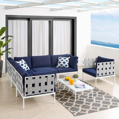 Harmony 7-Piece Sunbrella Outdoor Patio Aluminum Sectional Sofa Set | Polyester by Modway
