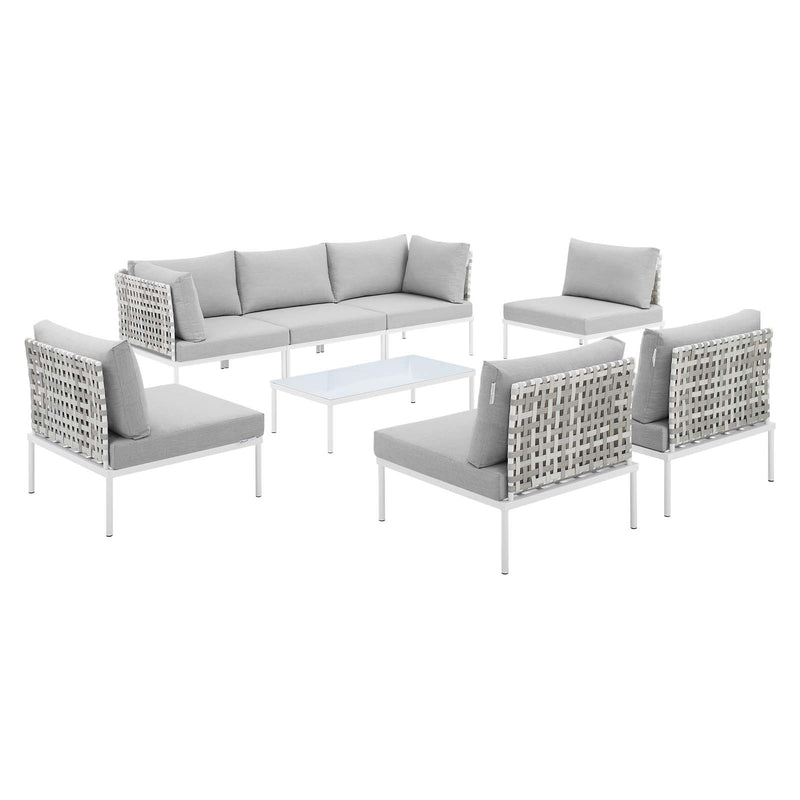 Harmony 8-Piece Sunbrella Basket Weave Outdoor Patio Aluminum Sectional Sofa Set by Modway