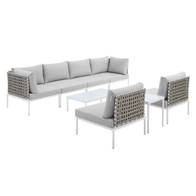 Harmony 8-Piece Sunbrella Basket Weave Outdoor Patio Aluminum Sectional Sofa Set by Modway