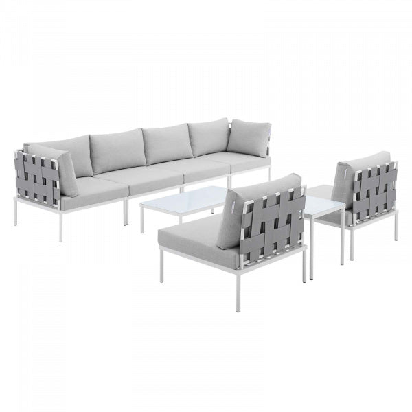 Harmony 8-Piece Sunbrella Outdoor Patio Aluminum Sectional Sofa Set | Polyester by Modway