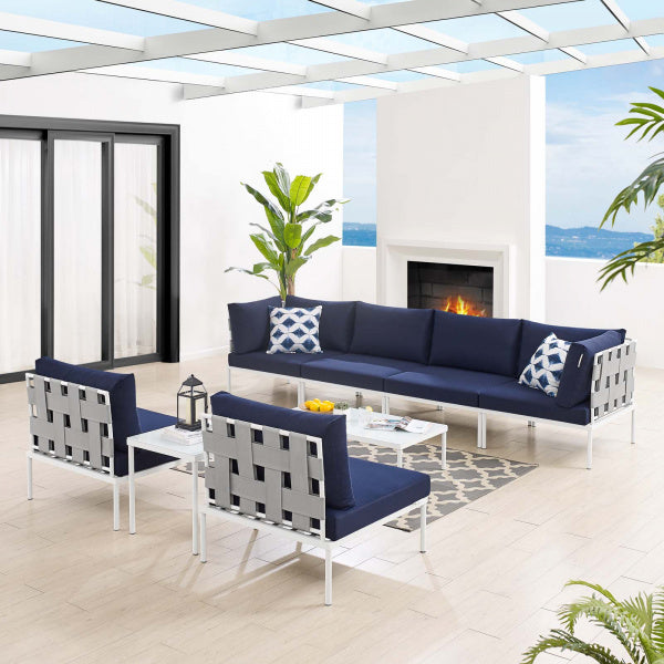 Harmony 8-Piece Sunbrella Outdoor Patio Aluminum Sectional Sofa Set | Polyester by Modway