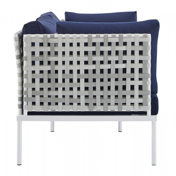 Harmony 8-Piece Sunbrella Basket Weave Outdoor Patio Aluminum Seating Setby Modway