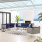 Harmony 8-Piece Sunbrella Basket Weave Outdoor Patio Aluminum Seating Set by Modway