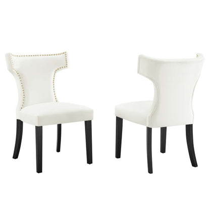 Curve Performance Velvet Dining Chairs (Set of 2) by Modway