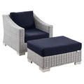 Conway Outdoor Patio Wicker Rattan 2-Piece Armchair and Ottoman Set
