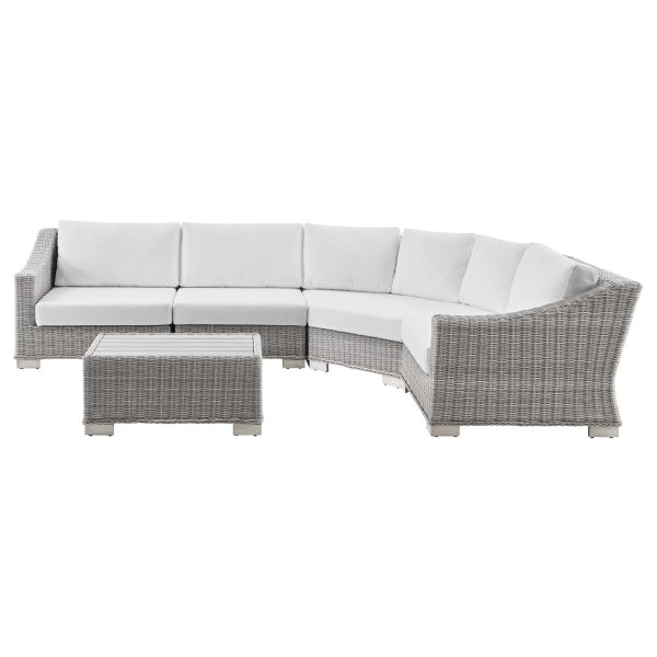 Conway Outdoor Patio Wicker Rattan 5-Piece Sectional Sofa Furniture Set