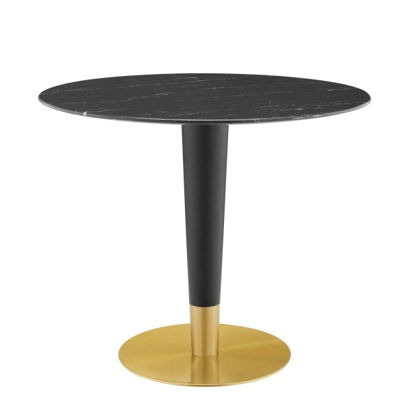 Zinque 36" Artificial Marble Dining Table Gold Black By Modway