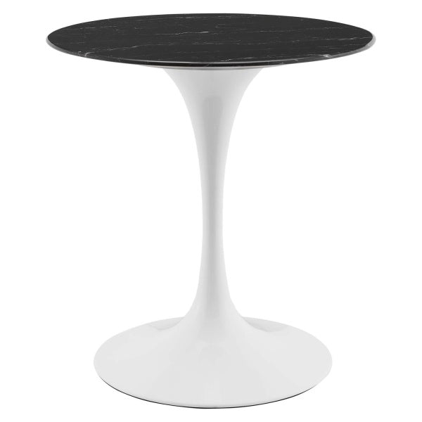 Lippa 28" Artificial Marble Dining Table in White Black By Modway
