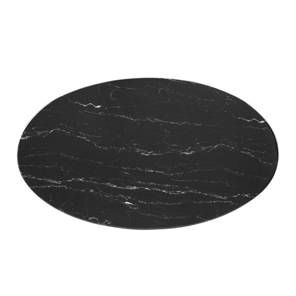 Lippa 48" Oval Artificial Marble Dining Table in White Black By Modway