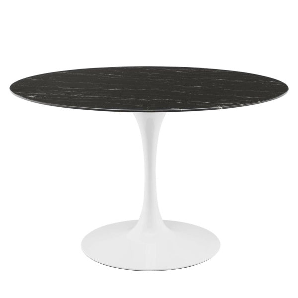 Lippa 47" Artificial Marble Dining Table in White Black By Modway