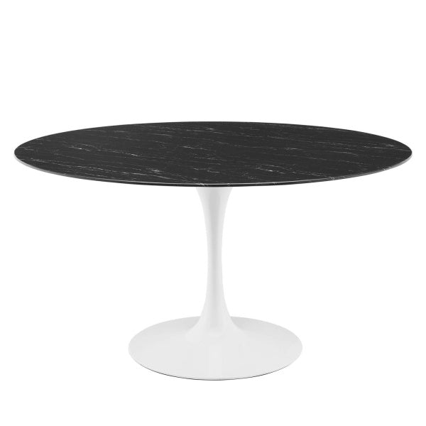 Lippa 54" Artificial Marble Dining Table in White Black By Modway