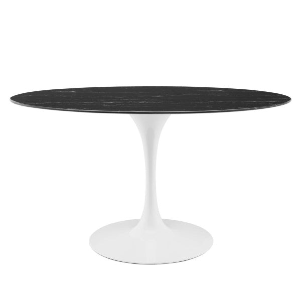 Lippa 54" Artificial Marble Dining Table in White Black By Modway