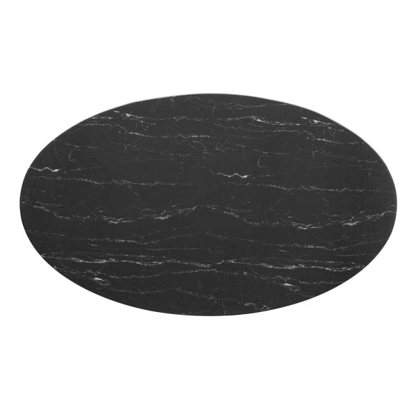 Lippa 60" Artificial Marble Dining Table in White Black By Modway