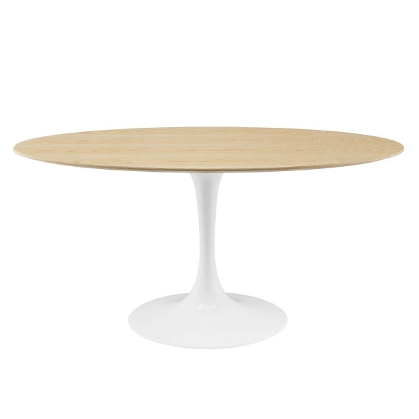 Lippa 60" Oval Dining Table in White Natural By Modway