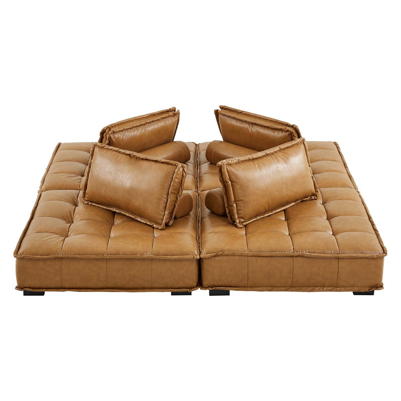 Saunter Tufted Vegan Leather Vegan Leather 4-Piece Sectional Sofa