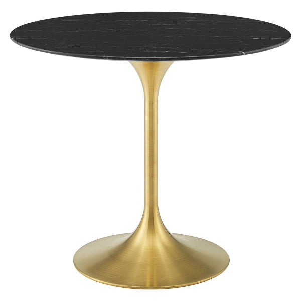 Lippa 36" Artificial Marble Dining Table Gold Black By Modway