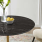 Lippa 36" Artificial Marble Dining Table Gold Black By Modway