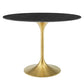 Lippa 42" Oval Artificial Marble Dining Table Gold Black By Modway