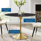 Lippa 42" Oval Artificial Marble Dining Table Gold Black By Modway