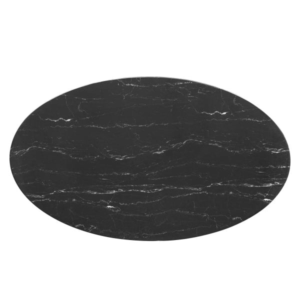 Lippa 54" Oval Artificial Marble Dining Table Gold Black By Modway