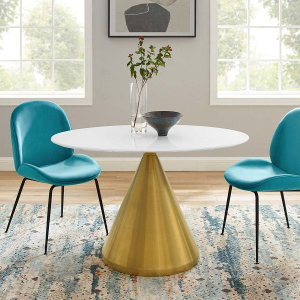 Tupelo 48" Oval Dining Table Gold White By Modway