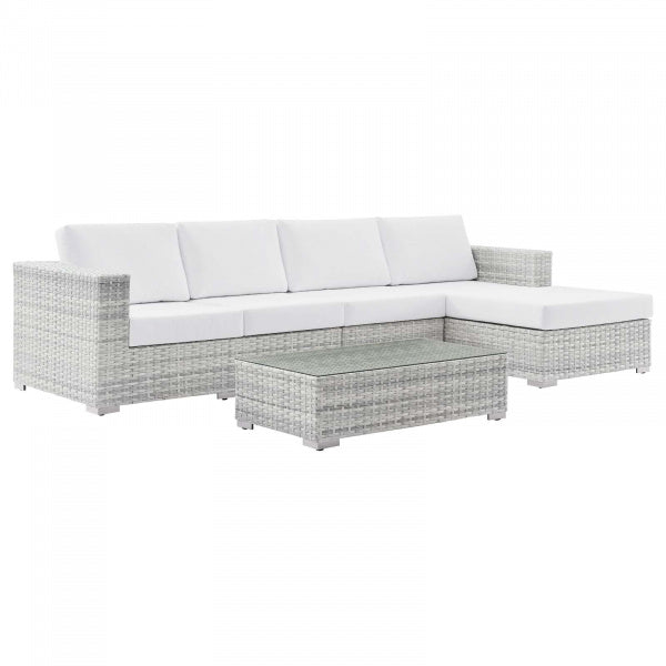 Convene 4-Piece Outdoor Patio Sectional Set Light Gray White by Modway