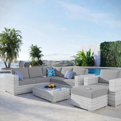 Convene 6-Piece Outdoor Patio Sectional Set Light Gray Gray by Modway