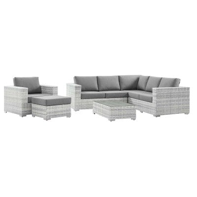 Convene 6-Piece Outdoor Patio Sectional Set Light Gray Gray by Modway