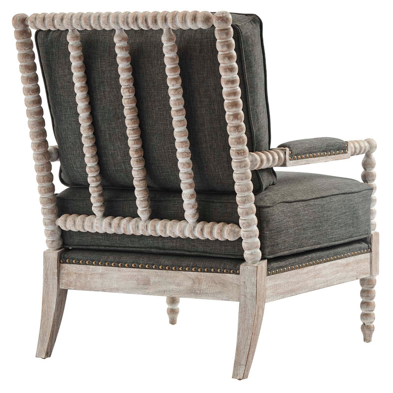 Revel Fabric Upholstered Upholstered Fabric Armchair in Natual Gray | Polyester by Modway