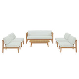 Bayport 6 Piece Outdoor Patio Teak Set Natural White by Modway