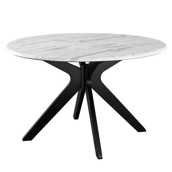 Traverse 50" Round Performance Artificial Marble Dining Table in Black White By Modway