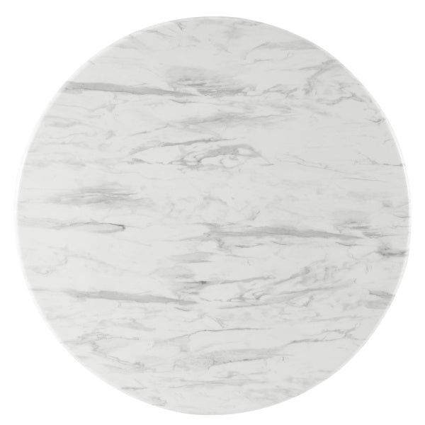 Gallant 50" Round Performance Artificial Marble Dining Table in Black White By Modway