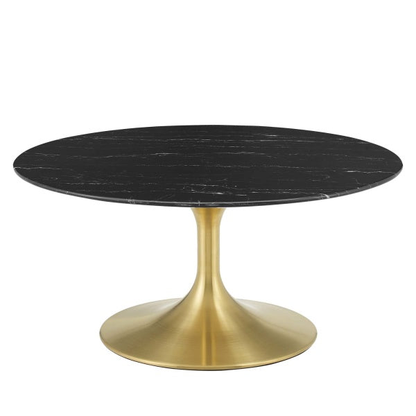 Lippa 36" Artificial Marble Coffee Table Gold Black By Modway