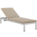 Shore Outdoor Patio Aluminum Chaise with Cushions by Modway