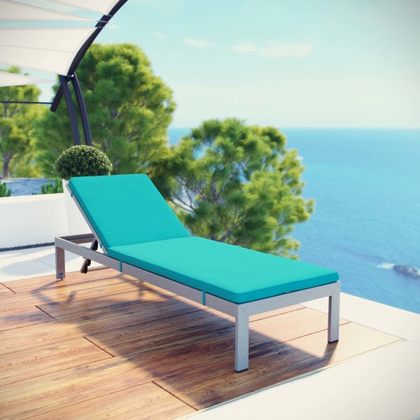 Shore Outdoor Patio Aluminum Chaise with Cushions by Modway