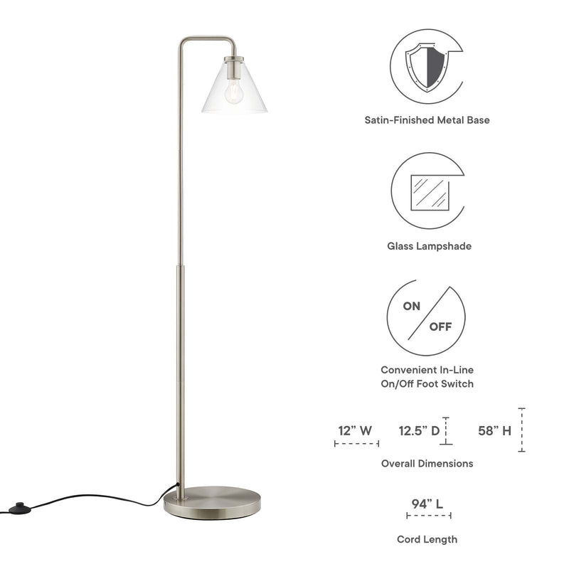 Element Transparent Glass Glass and Metal Floor Lamp by Modway