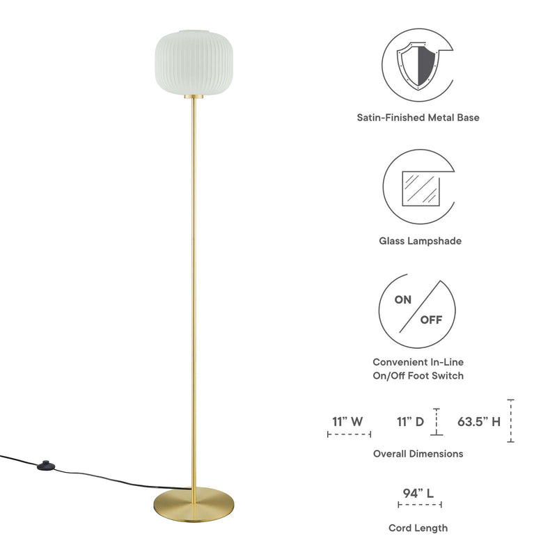 Reprise Glass Sphere Glass and Metal Floor Lamp by Modway