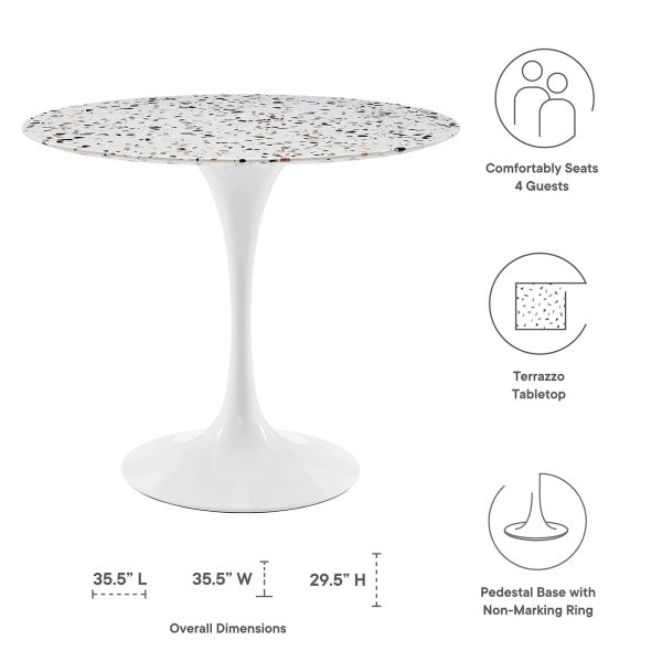 Lippa 36" Round Terrazzo Dining Table By Modway