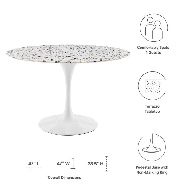 Lippa 47" Round Terrazzo Dining Table By Modway