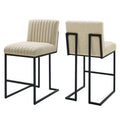 Indulge Channel Tufted Fabric Counter Stools (Set of 2) | Polyester by Modway