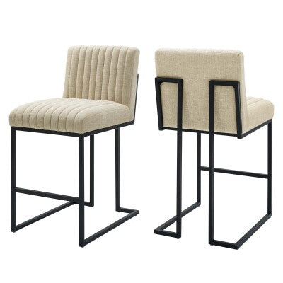 Indulge Channel Tufted Fabric Counter Stools (Set of 2) | Polyester by Modway