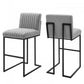 Indulge Channel Tufted Fabric Bar Stools - Set of 2 Beige | Polyester by Modway