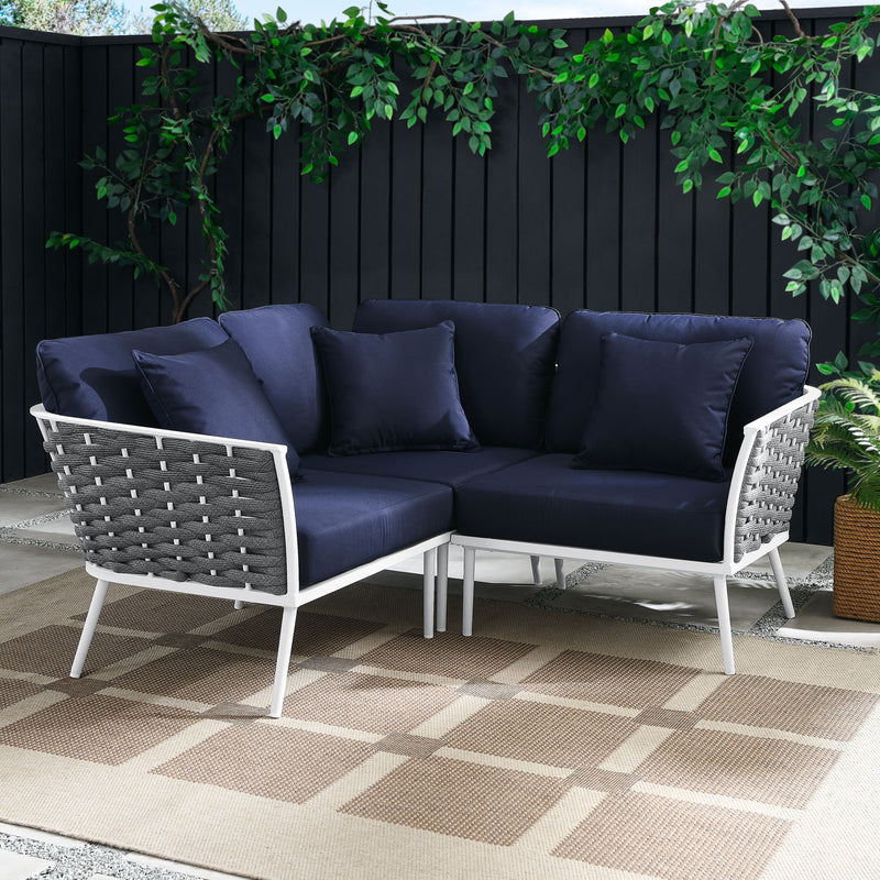 Stance Outdoor Patio Aluminum Small Sectional Sofa