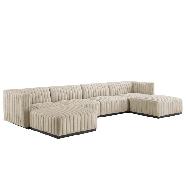 Conjure Channel Tufted Upholstered Fabric 6-Piece Sectional Sofa