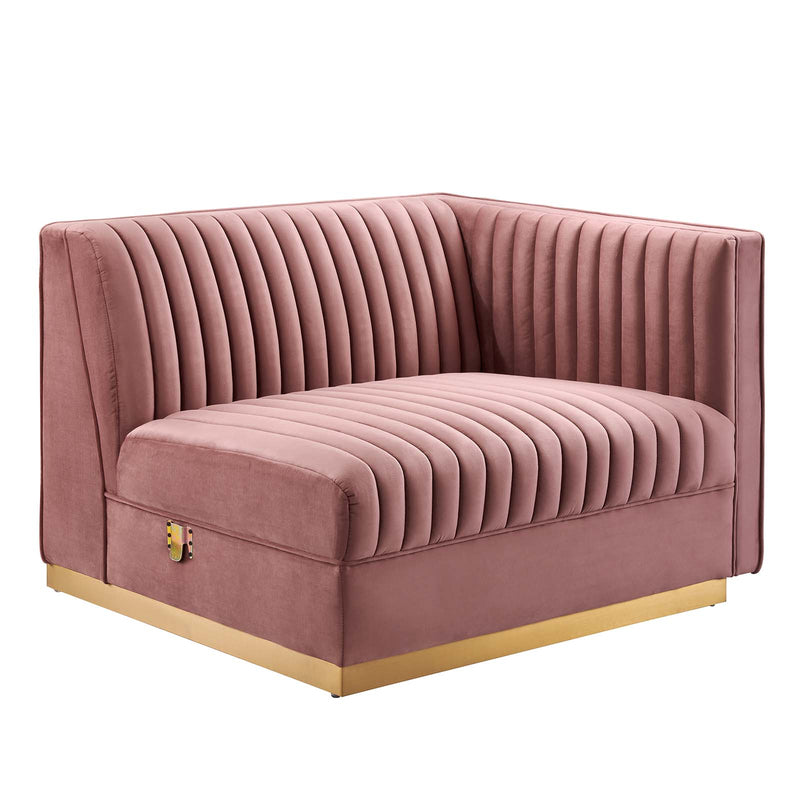 Sanguine Channel Tufted Performance Velvet 3-Seat Modular Sectional Sofa